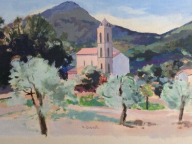 Painting titled "Corse" by Philippe Samoël, Original Artwork, Gouache