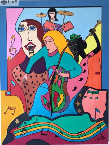 Painting titled "Live band" by Philippe Seigle, Original Artwork, Acrylic