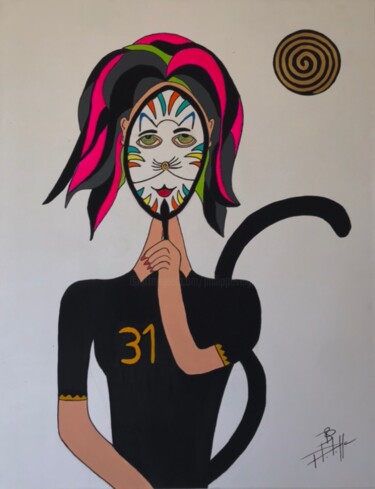 Painting titled "Gata" by Philippe Seigle, Original Artwork, Acrylic