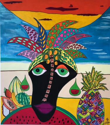 Painting titled "Abacaxi" by Philippe Seigle, Original Artwork, Acrylic