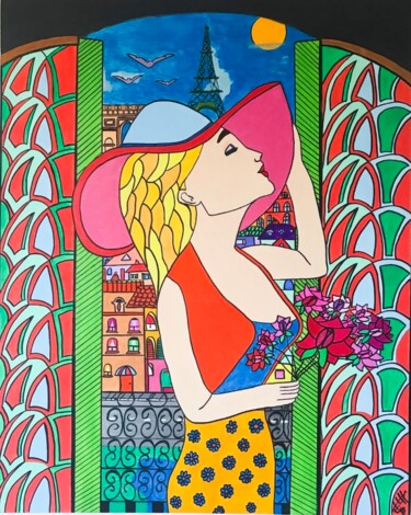 Painting titled "La parisienne" by Philippe Seigle, Original Artwork, Acrylic