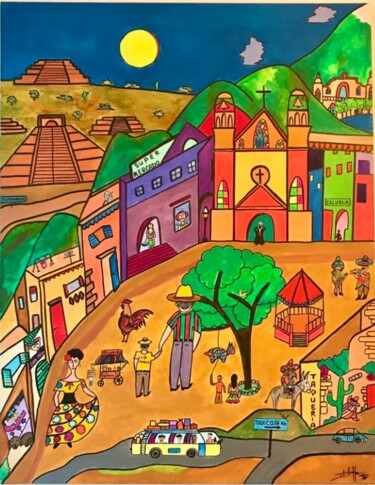 Peinture intitulée "El Pueblo" par Philippe Seigle, Œuvre d'art originale, Acrylique