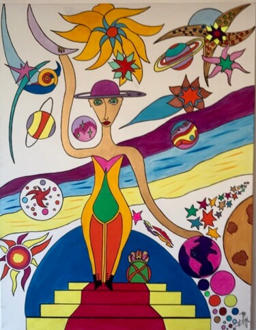 Painting titled "Miss Univers" by Philippe Seigle, Original Artwork, Acrylic