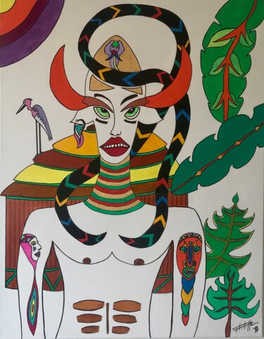 Painting titled "King Kodjo" by Philippe Seigle, Original Artwork, Acrylic