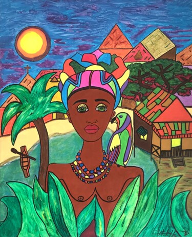 Painting titled "Princesa dos rios" by Philippe Seigle, Original Artwork, Acrylic