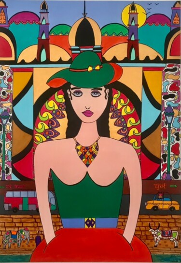 Painting titled "La touriste" by Philippe Seigle, Original Artwork, Acrylic