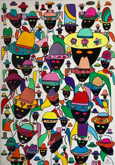 Картина под названием "Hat time" - Philippe Seigle, Подлинное произведение искусства, Акрил