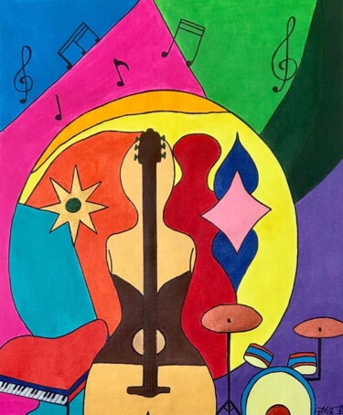 Schilderij getiteld "Musicolor" door Philippe Seigle, Origineel Kunstwerk, Acryl