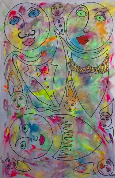 Painting titled "Famille princière" by Philippe Seigle, Original Artwork, Acrylic
