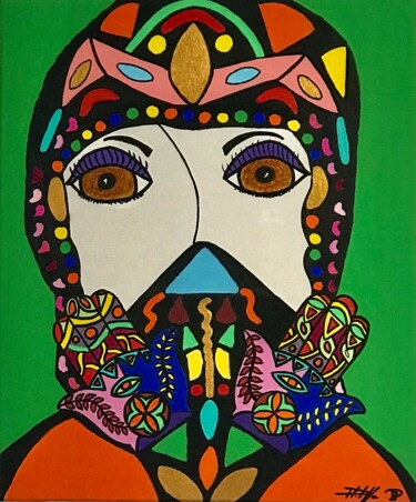 Painting titled "Zohra" by Philippe Seigle, Original Artwork, Acrylic Mounted on Wood Stretcher frame