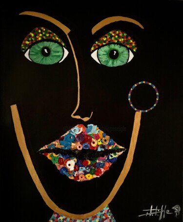 Peinture intitulée "Beso colorido" par Philippe Seigle, Œuvre d'art originale, Acrylique Monté sur Châssis en bois