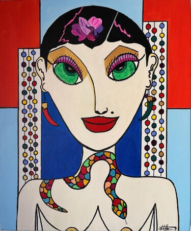 Картина под названием "Miss Yutu" - Philippe Seigle, Подлинное произведение искусства, Акрил Установлен на Деревянная рама д…