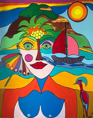 Painting titled "Olazul" by Philippe Seigle, Original Artwork, Acrylic Mounted on Wood Stretcher frame