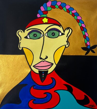 Painting titled "The master" by Philippe Seigle, Original Artwork, Acrylic Mounted on Wood Stretcher frame