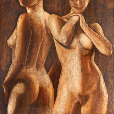 Painting titled "Copie non conforme" by Philippe Vautrin, Original Artwork, Oil Mounted on Wood Stretcher frame