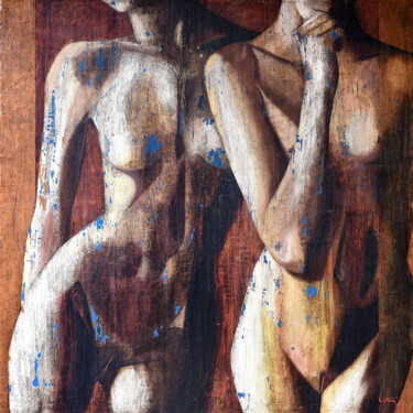 Painting titled "Leidenschaftgefahr" by Philippe Vautrin, Original Artwork, Oil Mounted on Wood Stretcher frame