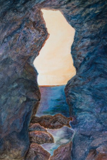 Painting titled "Grotte du Talut côt…" by Philippe Viard, Original Artwork, Acrylic