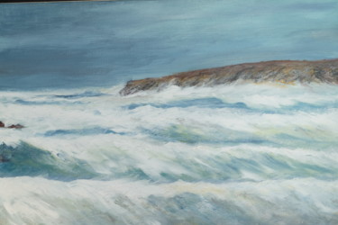 Painting titled "houle d'hiver plage…" by Philippe Viard, Original Artwork, Acrylic