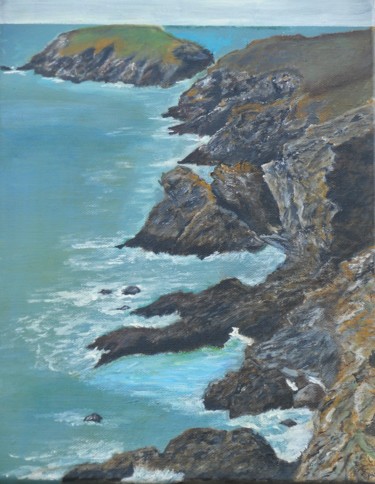 Painting titled "Belle-Île - Côte de…" by Philippe Viard, Original Artwork, Acrylic