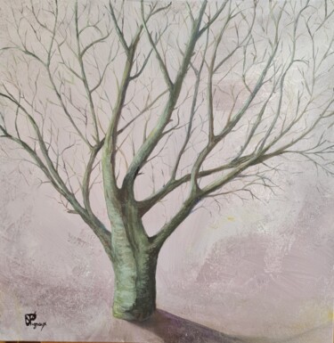 Painting titled "Bonzai 5  l'Hiver e…" by Philippe Vignaux, Original Artwork, Oil Mounted on Wood Stretcher frame