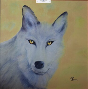Painting titled "Loup Blanc" by Philippe Vignaux, Original Artwork, Oil