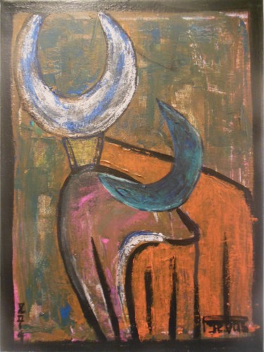 Peinture intitulée "Taureau N°2" par Philippe Vos, Œuvre d'art originale