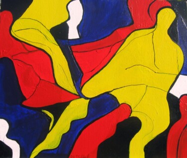 Картина под названием "Abstracte organisch…" - Philippe Waldack, Подлинное произведение искусства, Масло