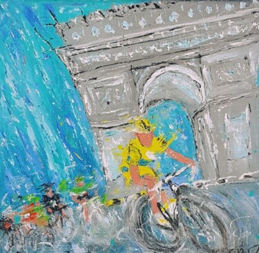 Pintura intitulada "Cyclisme à Paris" por Philippe Walle, Obras de arte originais, Óleo