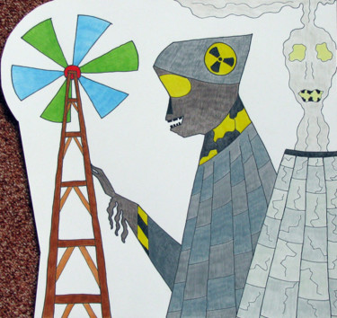 Σχέδιο με τίτλο ""Fukushima"" από Philippe Wittner, Αυθεντικά έργα τέχνης