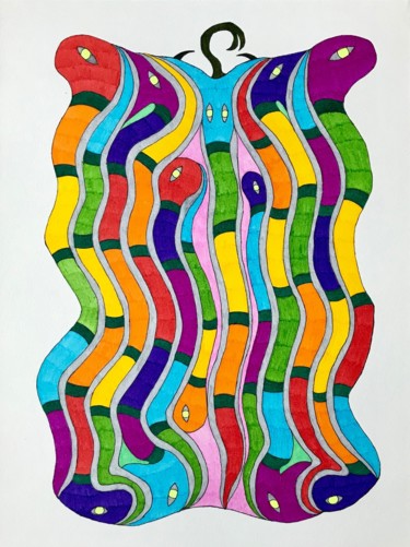 Dessin intitulée "phw-144 "Serpentins…" par Philippe Wittner, Œuvre d'art originale