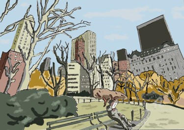 Digitale Kunst getiteld "Central Park" door Philippe Zizard, Origineel Kunstwerk, Digitaal Schilderwerk
