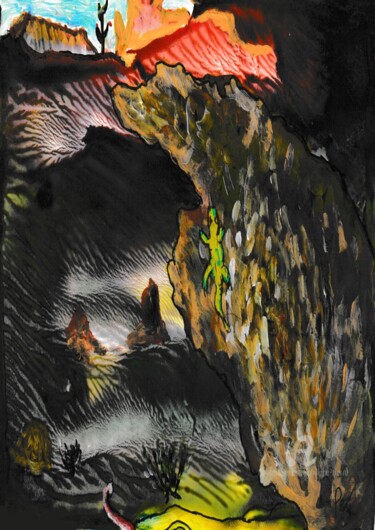 Digital Arts titled "Salamandre" by Philippe Zizard, Original Artwork, Acrylic