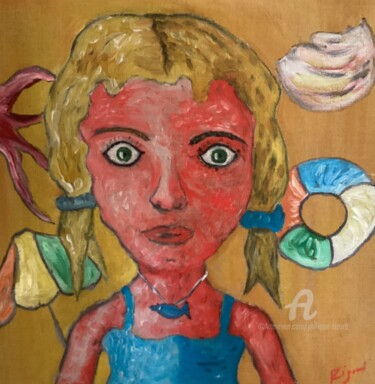 Peinture intitulée "Pepette au chou-chou" par Philippe Zizard, Œuvre d'art originale, Acrylique
