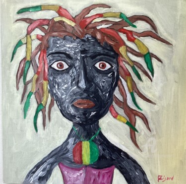 Painting titled "Pepette aux rastas" by Philippe Zizard, Original Artwork, Acrylic