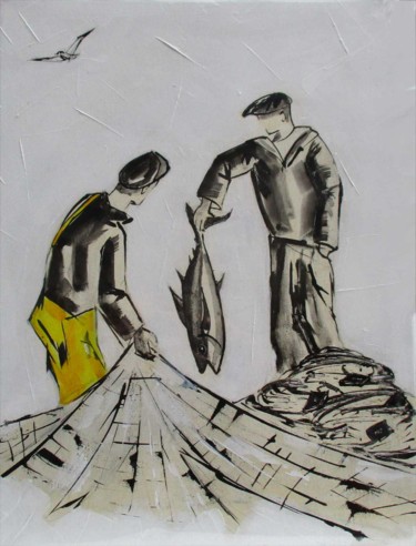 Pintura intitulada "Les gars de la mer 4" por Philippe Blanchard, Obras de arte originais, Acrílico