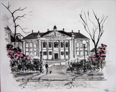 Painting titled "Muséum d'histoire n…" by Philippe Blanchard, Original Artwork, Ink