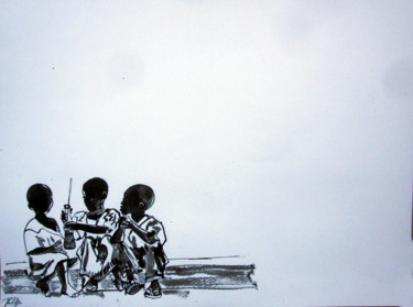 Peinture intitulée "Scène de vie africa…" par Philippe Blanchard, Œuvre d'art originale