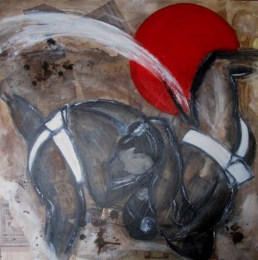 Painting titled "Lutteurs de sumo" by Philippe Blanchard, Original Artwork, Acrylic