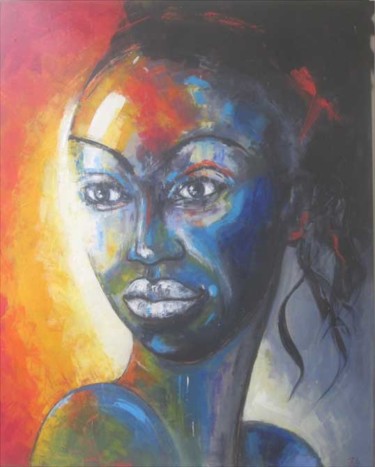Painting titled "portrait coloré13" by Philippe Blanchard, Original Artwork, Acrylic