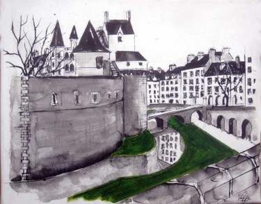 Painting titled "Le château des Ducs…" by Philippe Blanchard, Original Artwork, Ink