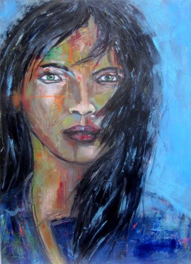 Painting titled "Portrait coloré 17" by Philippe Blanchard, Original Artwork, Acrylic