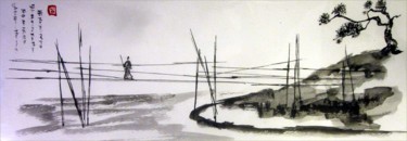 Painting titled "sumi-e 6" by Philippe Blanchard, Original Artwork, Ink