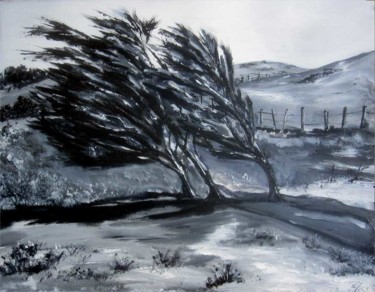 Peinture intitulée "Les arbres penchés" par Philippe Blanchard, Œuvre d'art originale, Acrylique