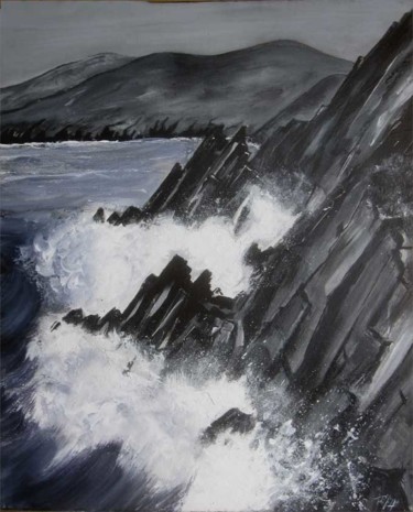 Peinture intitulée "Falaises en Irlande" par Philippe Blanchard, Œuvre d'art originale, Acrylique