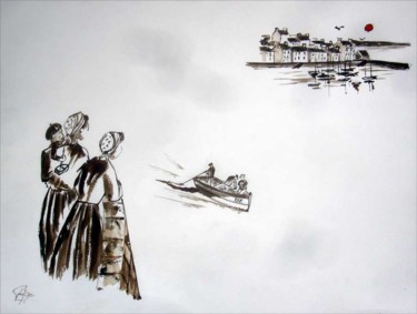 Картина под названием "Les petites "pen-sa…" - Philippe Blanchard, Подлинное произведение искусства, Чернила