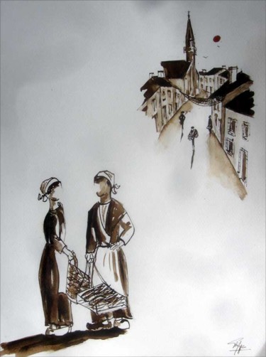 Peinture intitulée "Les petites "pen-sa…" par Philippe Blanchard, Œuvre d'art originale, Encre