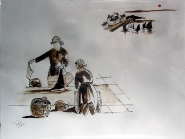 Peinture intitulée "Les petites "pen-sa…" par Philippe Blanchard, Œuvre d'art originale, Encre