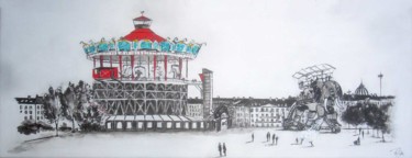Peinture intitulée "Le carrousel des mo…" par Philippe Blanchard, Œuvre d'art originale, Encre