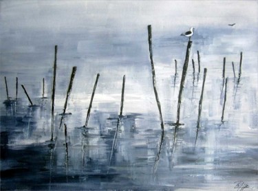 Painting titled "Mouette perchée" by Philippe Blanchard, Original Artwork, Acrylic