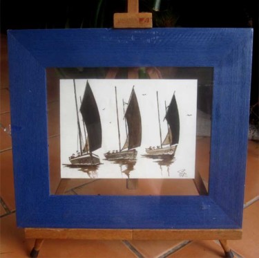 Painting titled "Les vieux bateaux 4" by Philippe Blanchard, Original Artwork, Ink